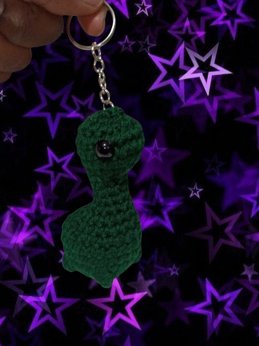 4pc Handmade Crocheted Green Dino Keychain
